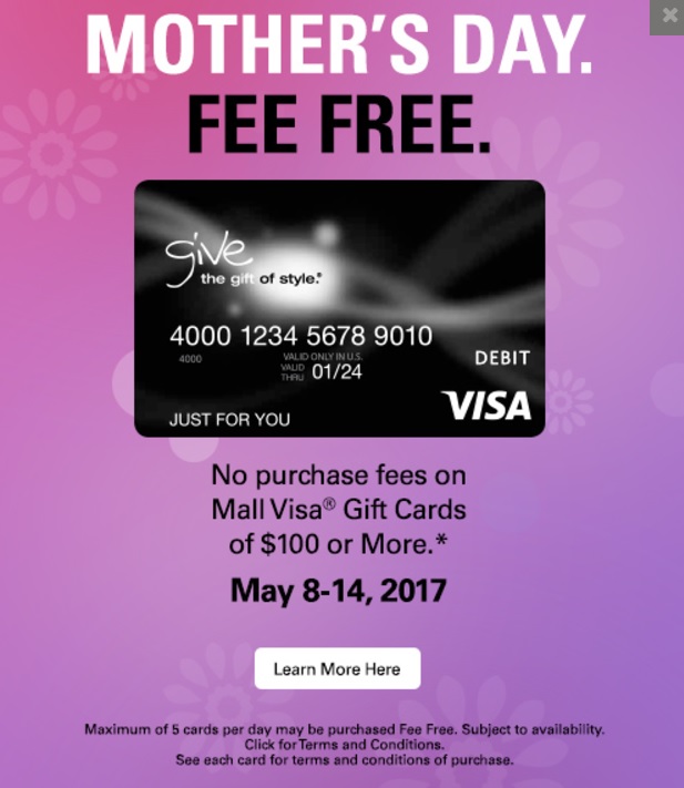 Feefree Visa Gift Cards at Macerich Malls Frequent Miler
