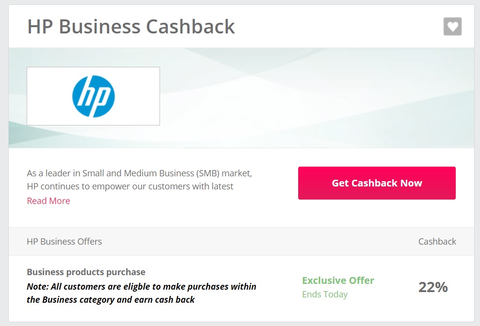 22% back at HP Business at TopCashBack
