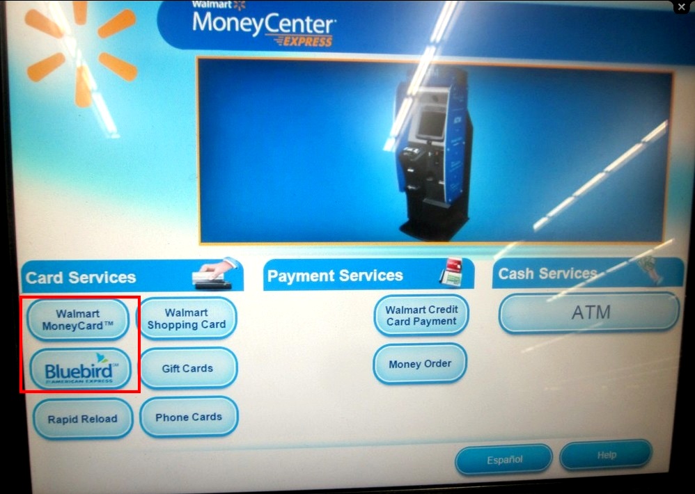 How to load Bluebird or Serve at a Walmart ATM Kiosk