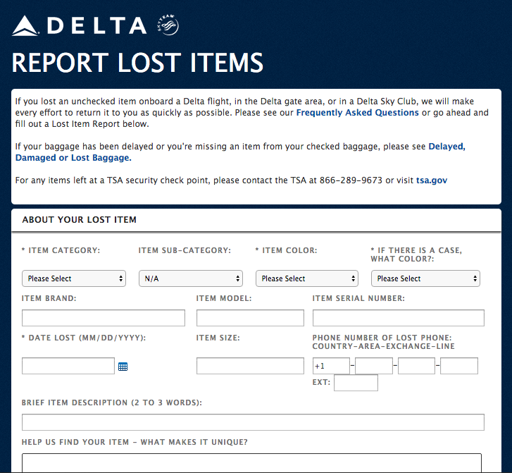 Left an Item on the Plane? Use the Online Automated Lost and Found - The Frequent Miler