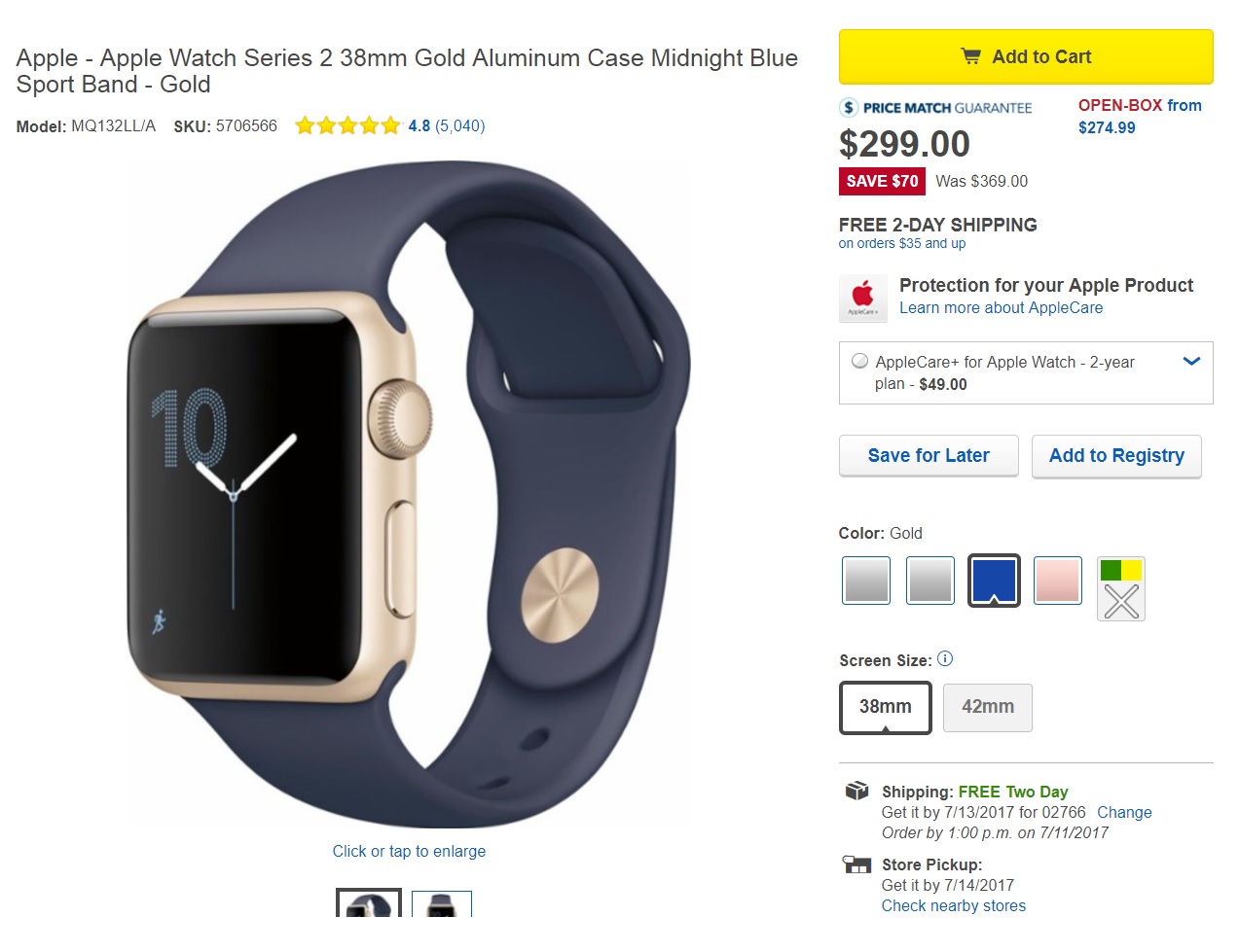 apple watch series 4 price in best buy