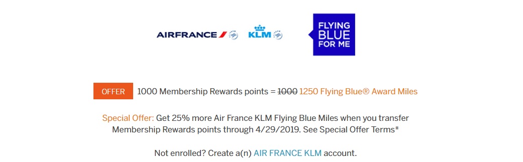 Flying Blue Miles Chart