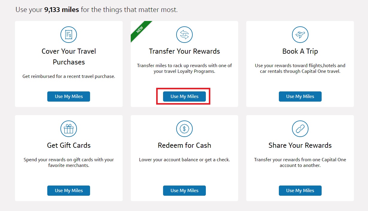 Capital One Airline Rewards Chart